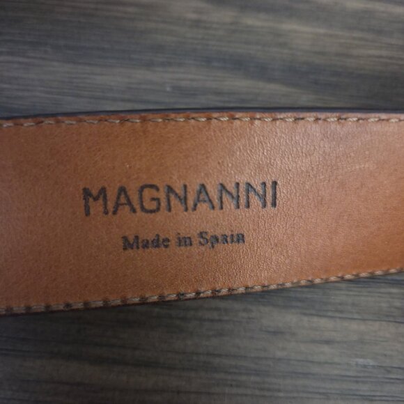 Magnanni Leather Belt 1121 Cognac Brown Size 36 Made Spain Buckle Dress - Picture 15 of 16